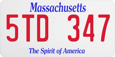 MA license plate 5TD347