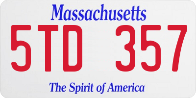 MA license plate 5TD357