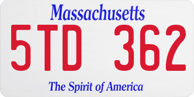 MA license plate 5TD362