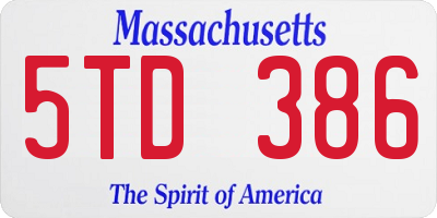 MA license plate 5TD386