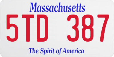MA license plate 5TD387