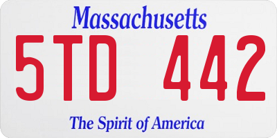 MA license plate 5TD442