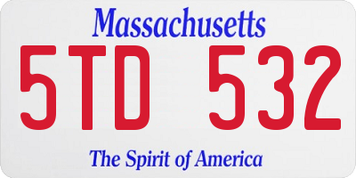 MA license plate 5TD532