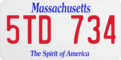 MA license plate 5TD734
