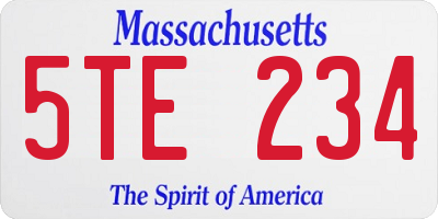 MA license plate 5TE234