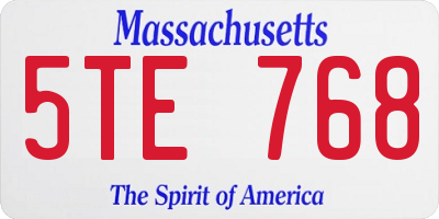 MA license plate 5TE768