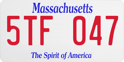 MA license plate 5TF047