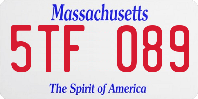 MA license plate 5TF089