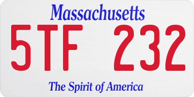 MA license plate 5TF232