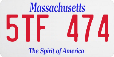 MA license plate 5TF474