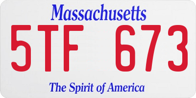 MA license plate 5TF673