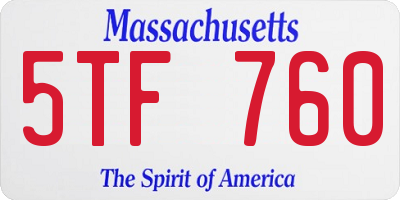 MA license plate 5TF760