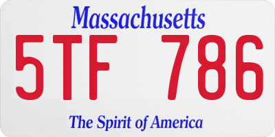 MA license plate 5TF786
