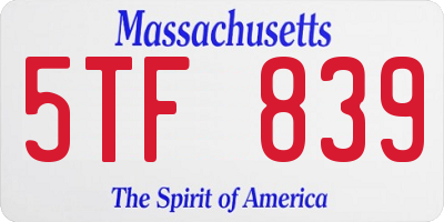 MA license plate 5TF839
