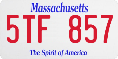 MA license plate 5TF857