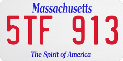 MA license plate 5TF913