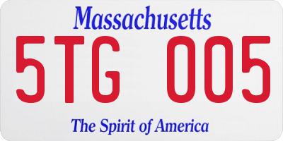 MA license plate 5TG005