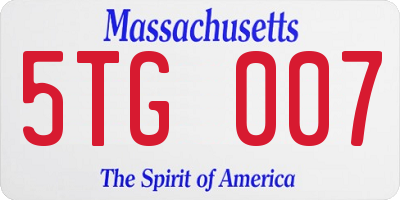 MA license plate 5TG007