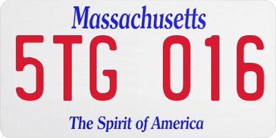 MA license plate 5TG016