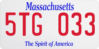 MA license plate 5TG033