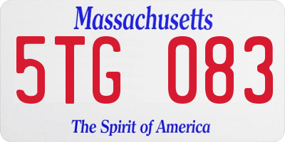 MA license plate 5TG083