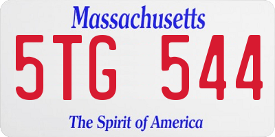 MA license plate 5TG544