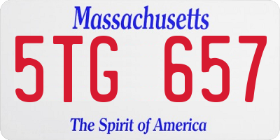 MA license plate 5TG657