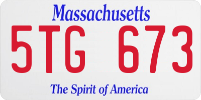 MA license plate 5TG673