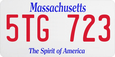 MA license plate 5TG723