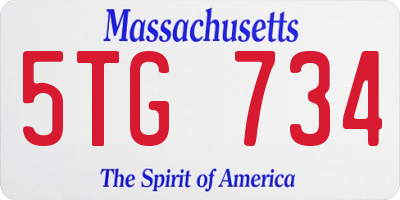 MA license plate 5TG734