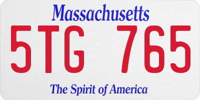MA license plate 5TG765
