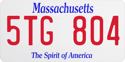 MA license plate 5TG804