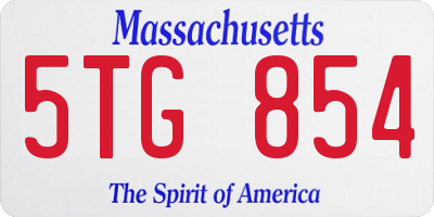 MA license plate 5TG854