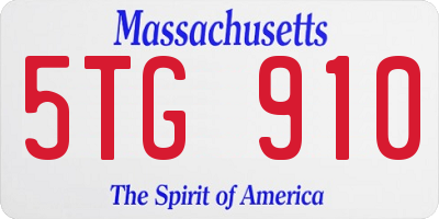 MA license plate 5TG910