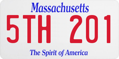 MA license plate 5TH201