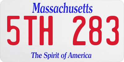 MA license plate 5TH283