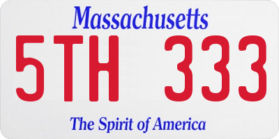 MA license plate 5TH333