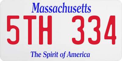 MA license plate 5TH334