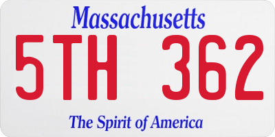 MA license plate 5TH362