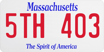 MA license plate 5TH403