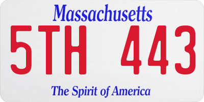 MA license plate 5TH443