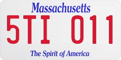 MA license plate 5TI011