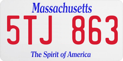 MA license plate 5TJ863