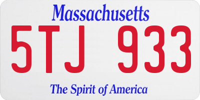 MA license plate 5TJ933
