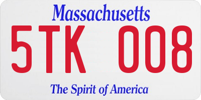 MA license plate 5TK008