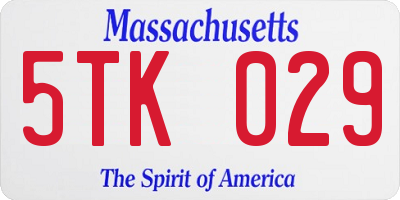 MA license plate 5TK029