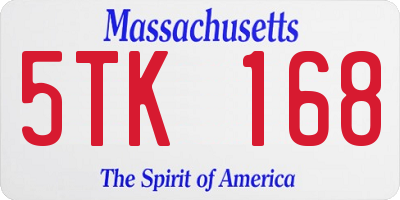 MA license plate 5TK168