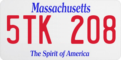 MA license plate 5TK208