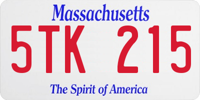 MA license plate 5TK215