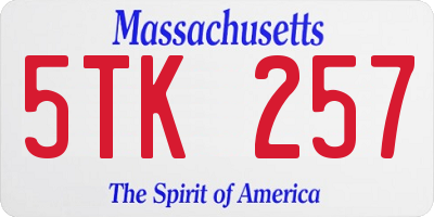 MA license plate 5TK257